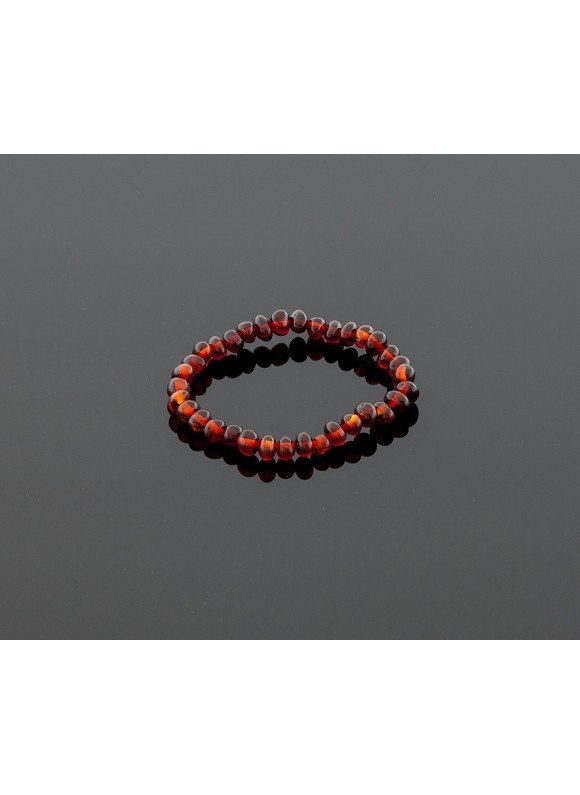 Baby amber bracelet - dark cognac baroque beads