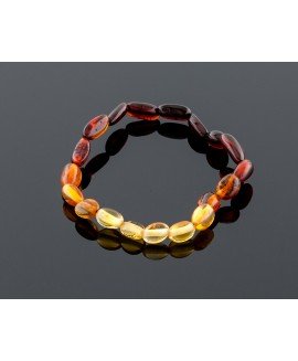 Baby amber bracelet - rainbow olive beads