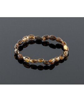 Baby amber bracelet - natural black olive beads