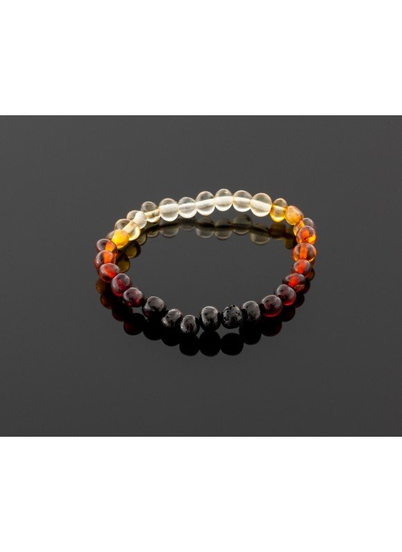 Baby amber bracelet - rainbow baroque beads