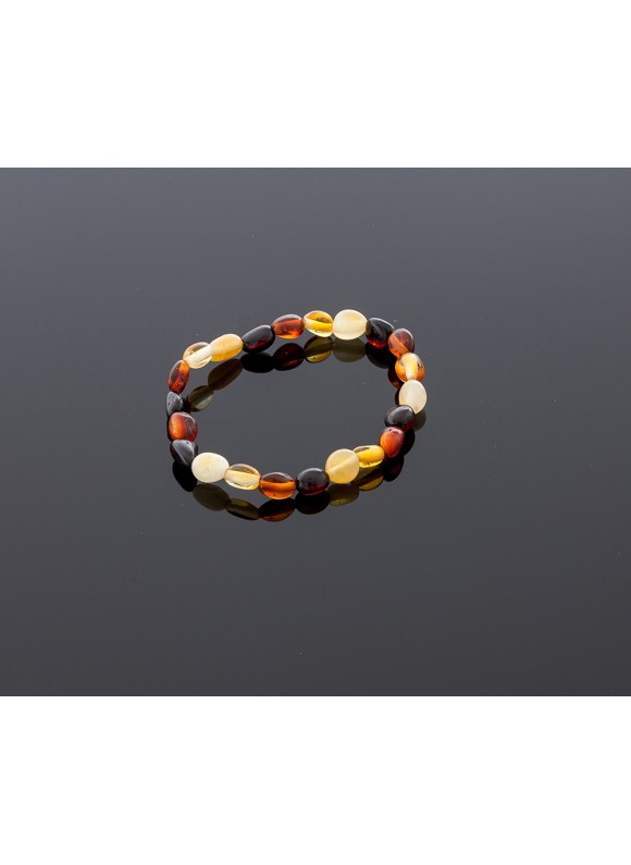 Baby amber bracelet - multicolored olives