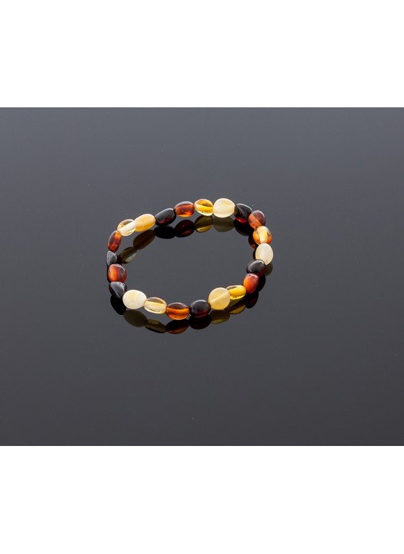 Baby amber bracelet - multicolored olives