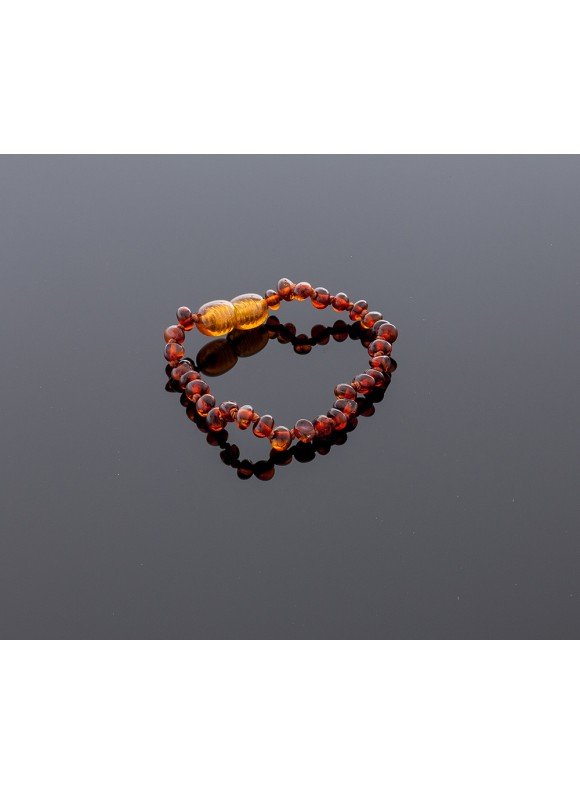 Baby amber bracelet - cognac baroque beads