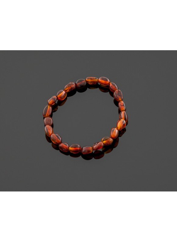 Baby amber bracelet - cognac olives