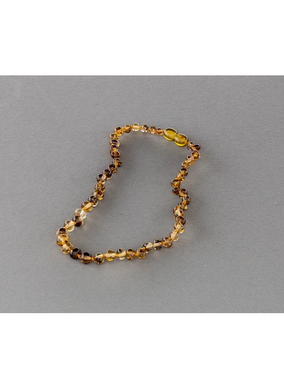 Baby amber necklace - green baroque beads