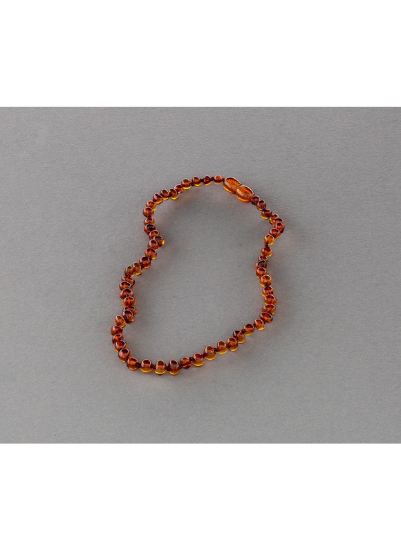 Baby amber necklace - cognac baroque beads