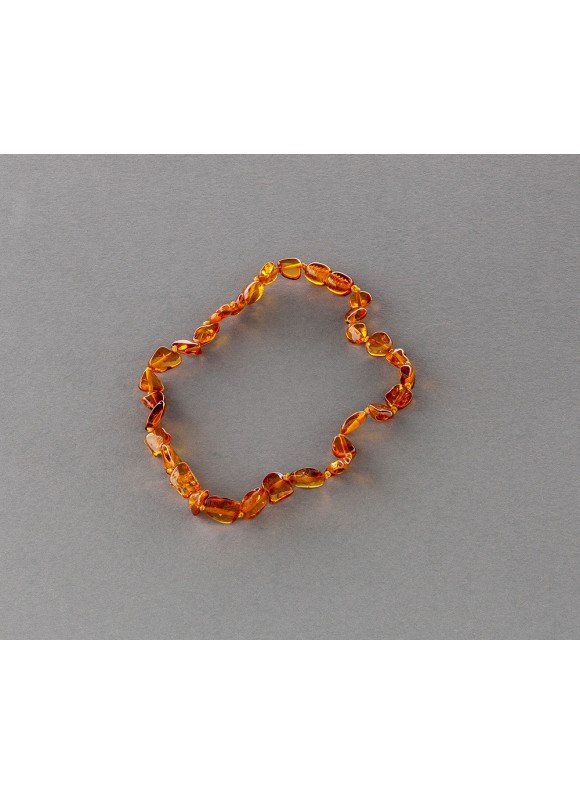 Baby amber necklace - flat cognac olives