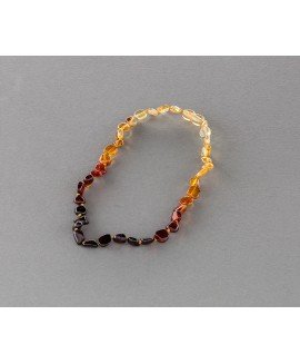 Baby amber necklace - flat rainbow olives