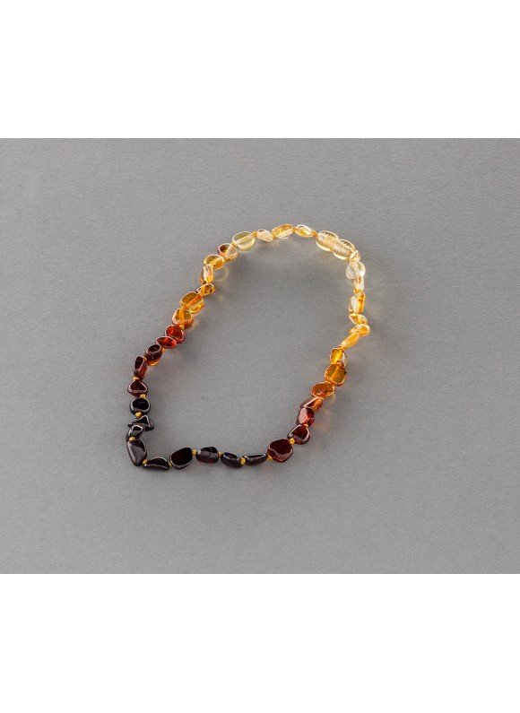 Baby amber necklace - flat rainbow olives