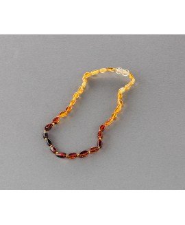 Baby amber necklace - rainbow olive beads