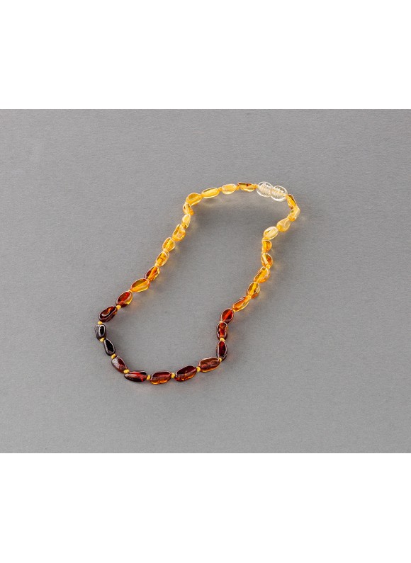 Baby amber necklace - rainbow olive beads