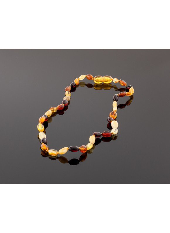 Baby amber necklace - multicolor olive beads