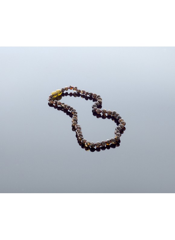 Baby amber necklace - black baroque beads