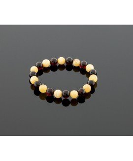 Multicolor round amber bracelet, 8mm