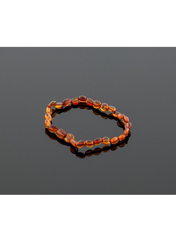 Adult amber bracelet - cognac olive beads