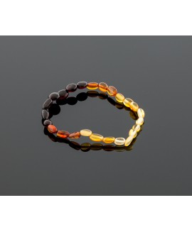 Adult amber bracelet - rainbow olive beads