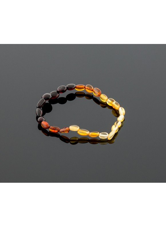 Adult amber bracelet - rainbow olive beads