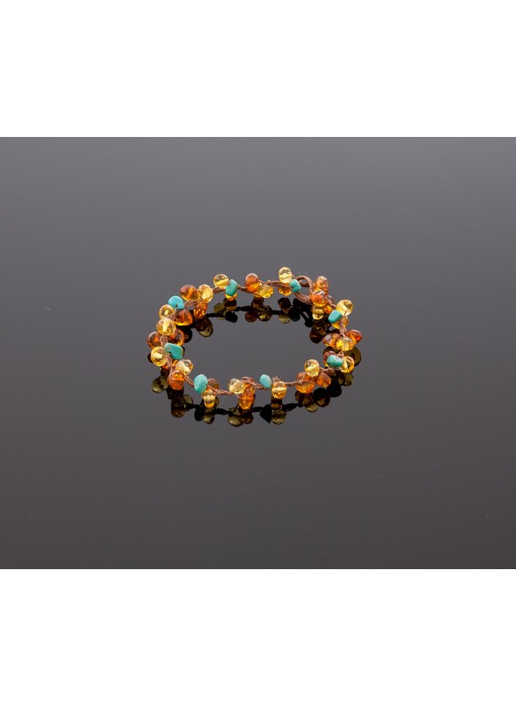 Faceted amber bracelet with turquoise