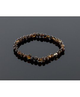 Adult amber bracelet - natural black baroque beads