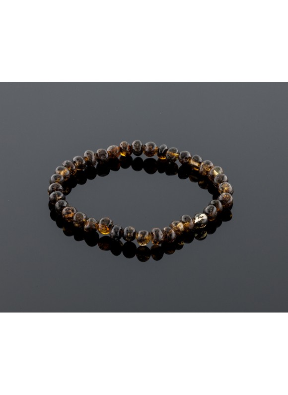 Adult amber bracelet - natural black baroque beads