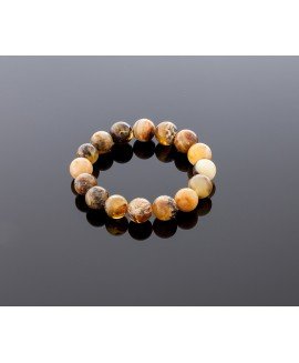 Round blackish brown amber bracelet, 12mm