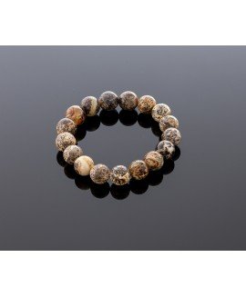 Stylish blackish grey amber bracelet, 12mm