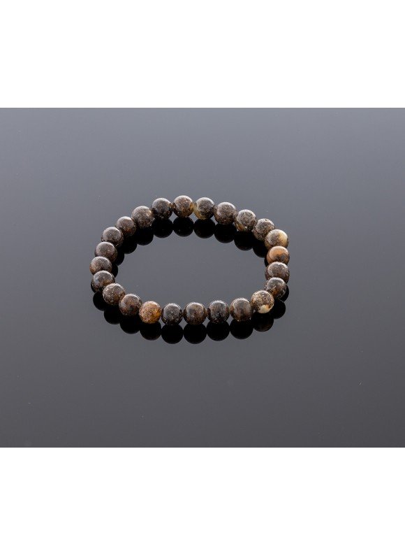 Blackish grey amber bracelet, 8mm