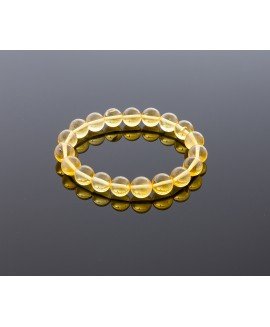 Round transparent amber bracelet, 10mm