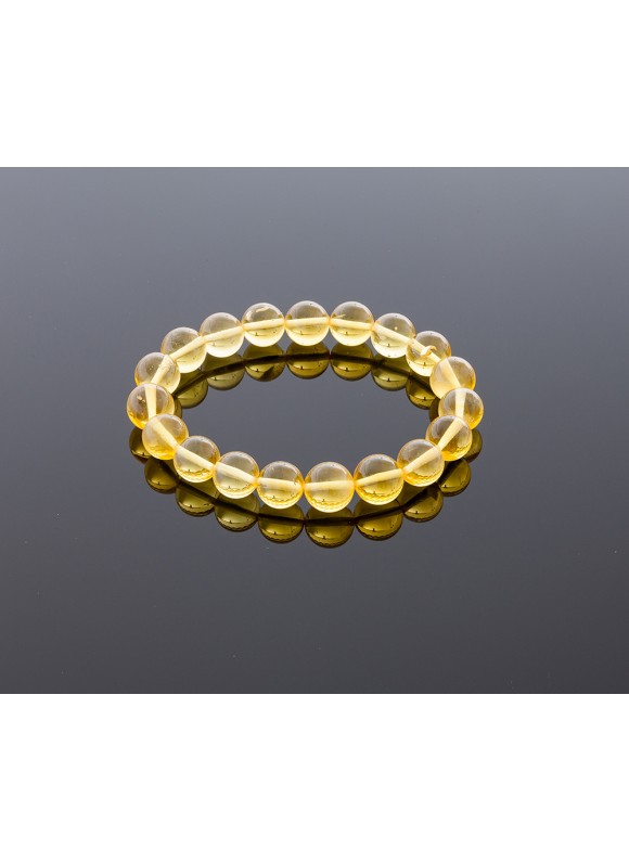 Round transparent amber bracelet, 10mm