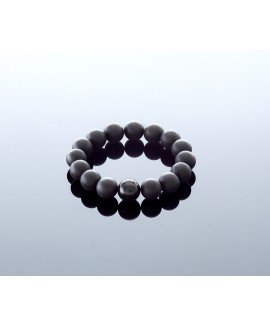 Round black amber bracelet, 12mm