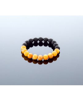 Round black amber bracelet, 10mm