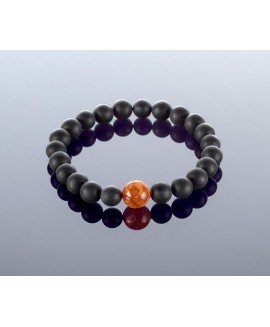 Round black amber bracelet, 8mm