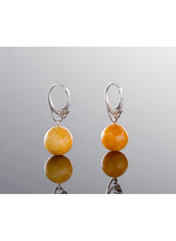 Natural amber earrings - Yellow sun