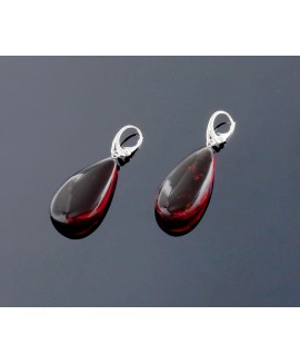 Cherry amber earrings - Droplet