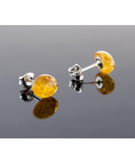 Amber earrings - Oval honey