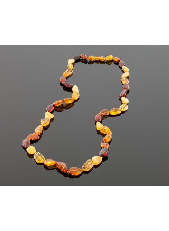 Long, multicolored amber necklace, 80cm