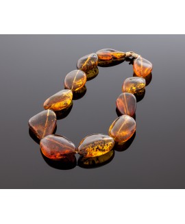 Cognac transparent amber necklace with inclusions