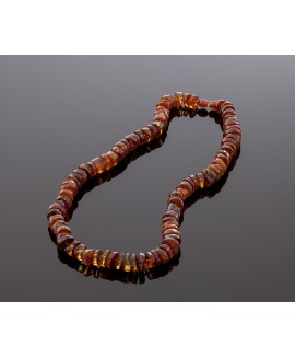 Stylish amber necklace - cognac colored