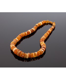 Stylish amber necklace - clear, milky amber