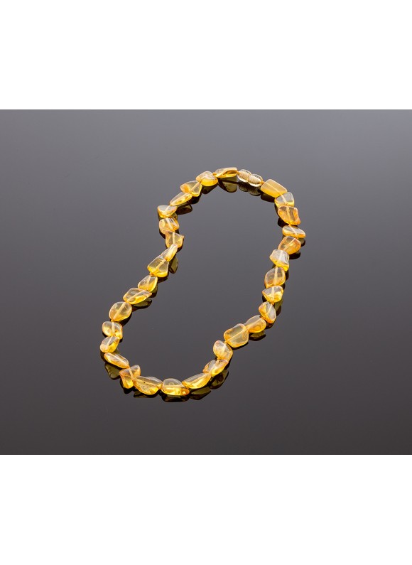 Adult amber necklace - flat lemon olives