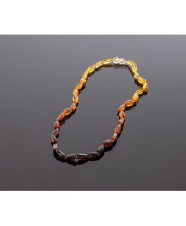 Adult amber necklace - rainbow olive beads