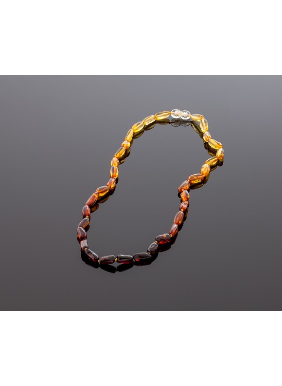 Adult amber necklace - rainbow olive beads