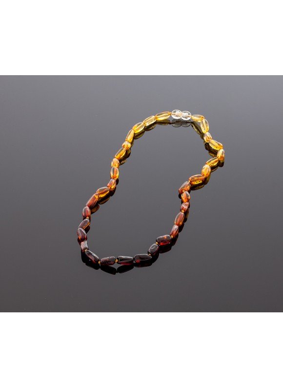 Adult amber necklace - rainbow olive beads