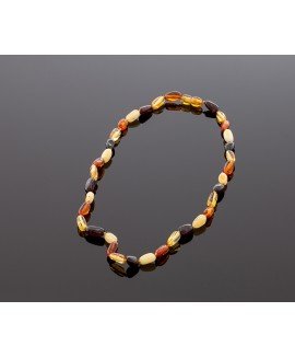 Adult amber necklace - multicolored olive beads