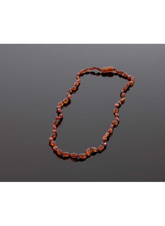 Adult amber necklace - cognac olive beads
