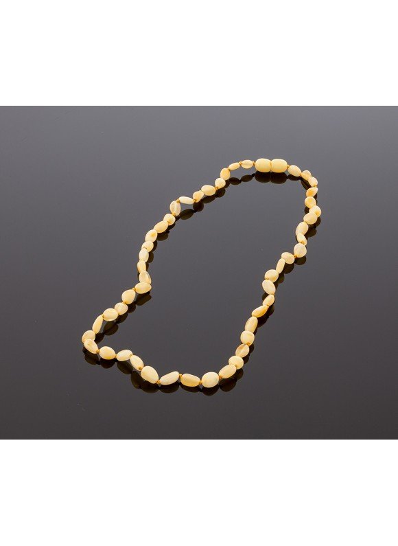 Adult amber necklace - milky olive beads