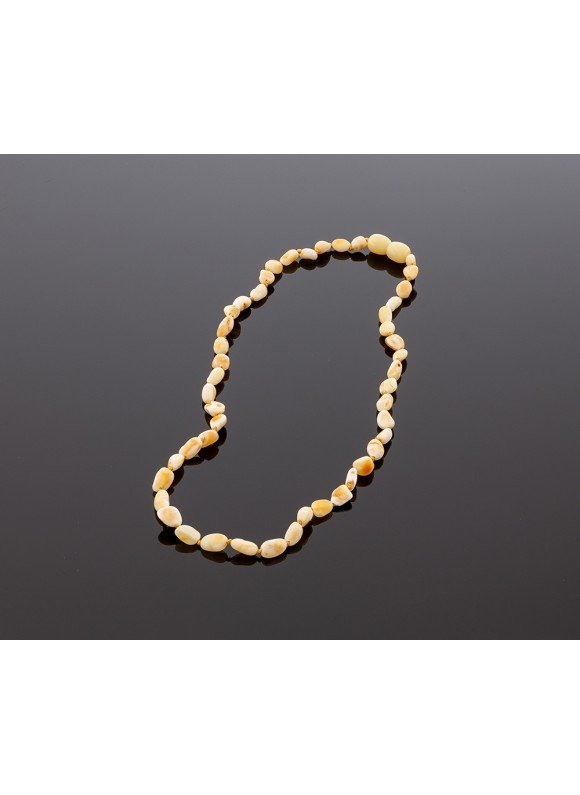 Adult amber necklace - white olive beads