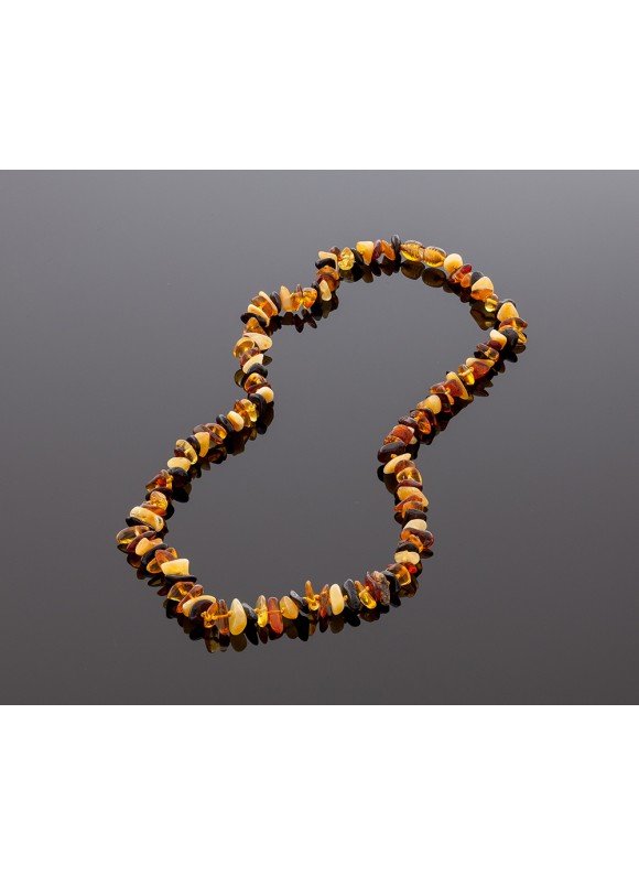 Baltic amber necklace - multicolored chips, 50cm