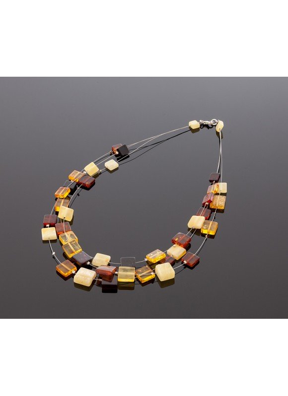 Unique square amber necklace