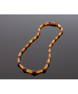 Stylish cylinder style amber necklace